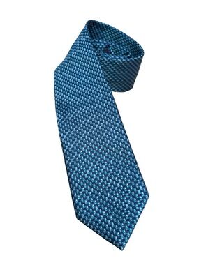 Brioni Silk Tie Teal Navy Geometric Pattern Woven Textured Luxury Italian Tie